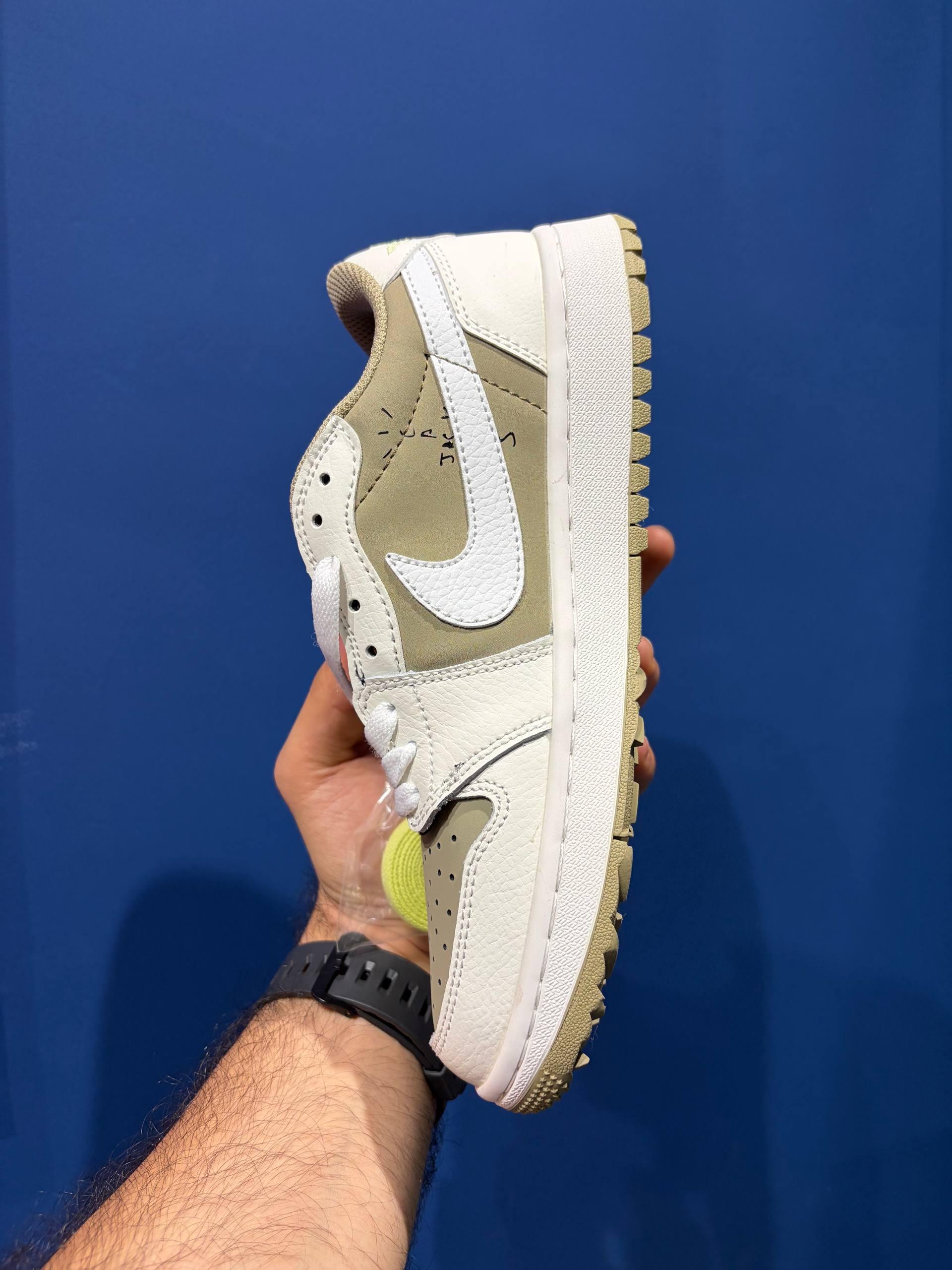 Nike air jordan 1 retro low golf travis scott neutral olive نایک ایر جردن ترویس اسکات گلف زیتونی