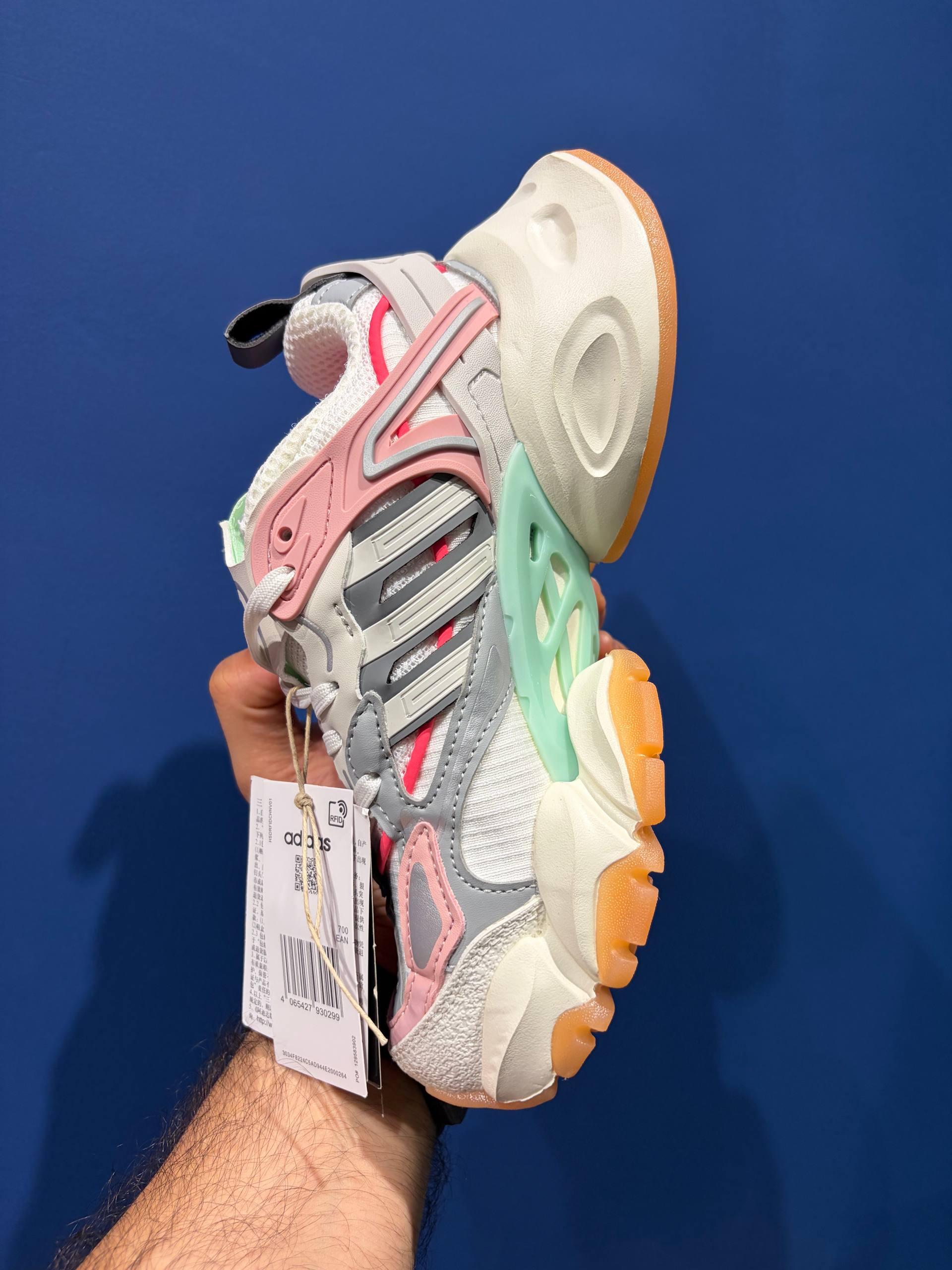 Adidas deluxe white grey pink آدیداس دیلاکس صورتی